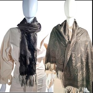 Jerusalem Brown Tasseled 100% Cashmere Women’s Scarf Paisley Pashmina